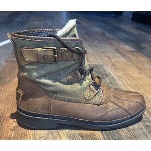 UGG Austria Women Cecile Waterproof Brown Leather Ankle Lace Boots Size 9